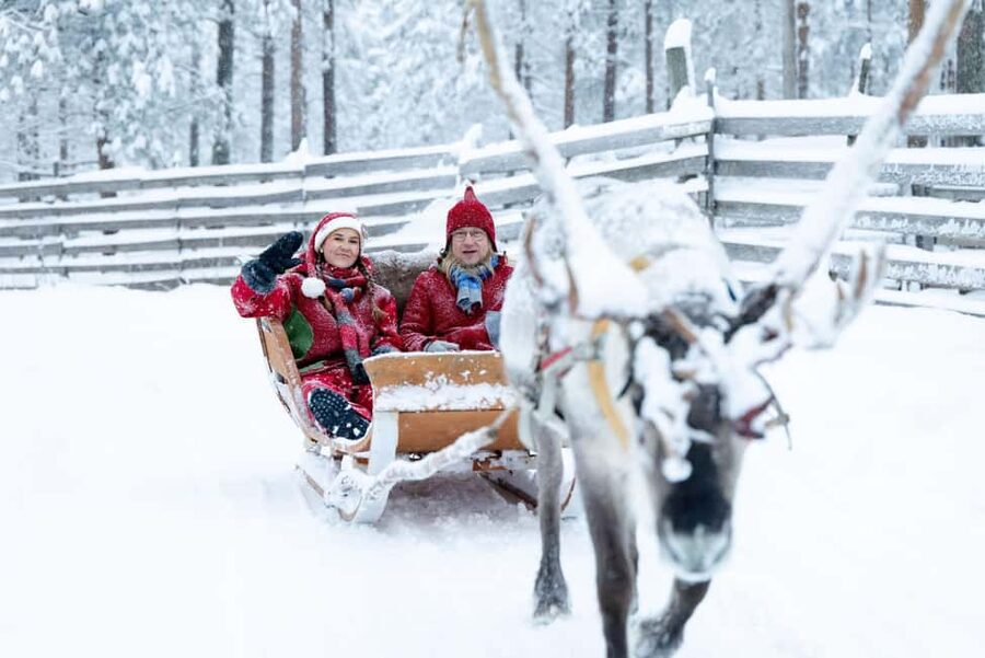 Rovaniemi: Visit to Santa's reindeer farm with reindeer ride - Minibus to the farm: your Elf sets the tone